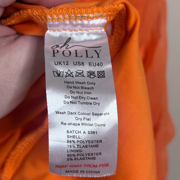 Oh Polly Neon Orange Bedazzled Cutout Halter Ruched Bodycon Mini Dress Size 8 - Picture 8 of 10
